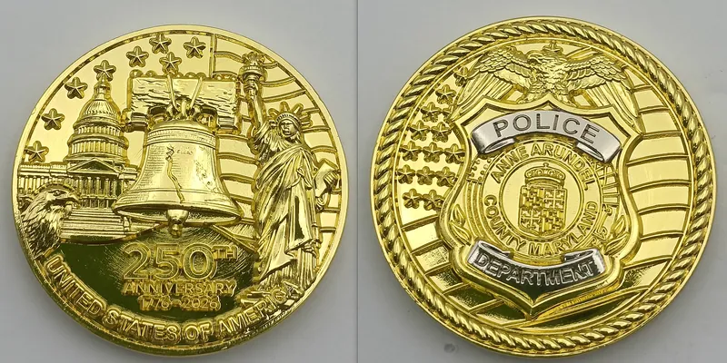 Gold-tone coin faces before full color fill