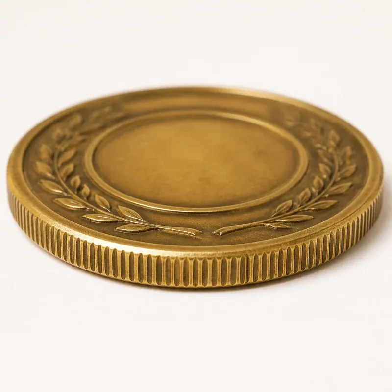 Close-up of evenly grooved reeded coin edge