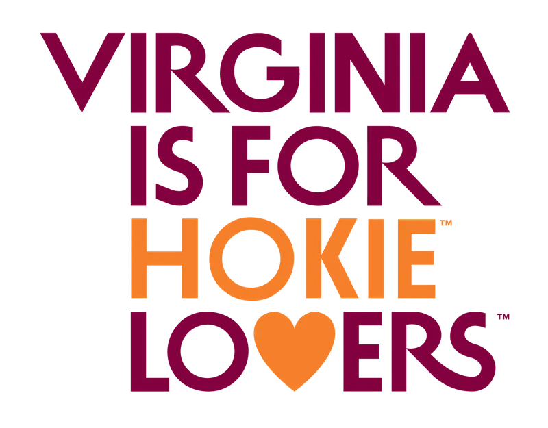 Supplied Virginia Is for Hokie Lovers logo in maroon and orange