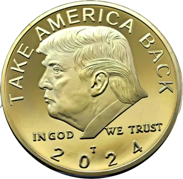 2024 TAKE AMERICA BACK Commander in Chief Donald Trump Gold on Gold Plated Collectible Coin