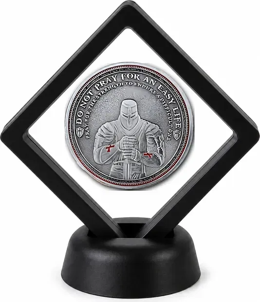 Catholic and Saints Coin Display Stand with Coin of Choice