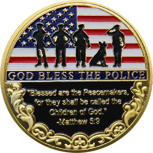God Bless the Police Challenge Gold Plated Coin