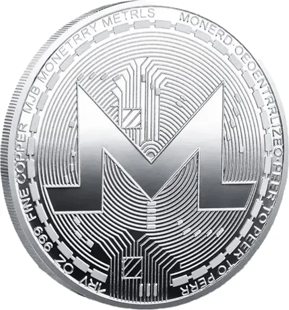 Monero Blockchain Crypto Silver Plated Coin