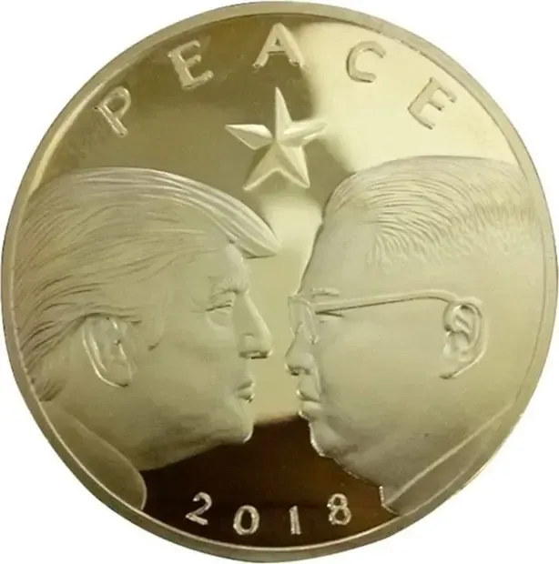 Peace 2018 Donald Trump and Kim Jong Un Commemorative Gold Coin