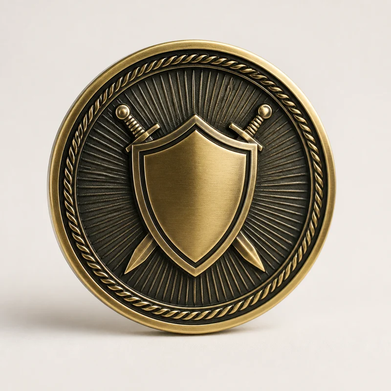 Conventional solid challenge coin with no add-on