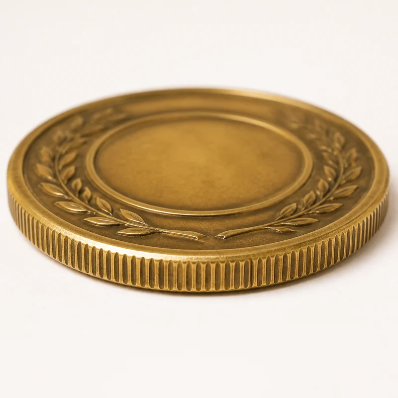 Close-up of evenly grooved reeded coin edge