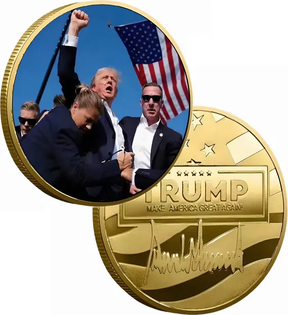 Battle Cry MAGA Donald Trump Rally Commemorative Gold Plated Coin