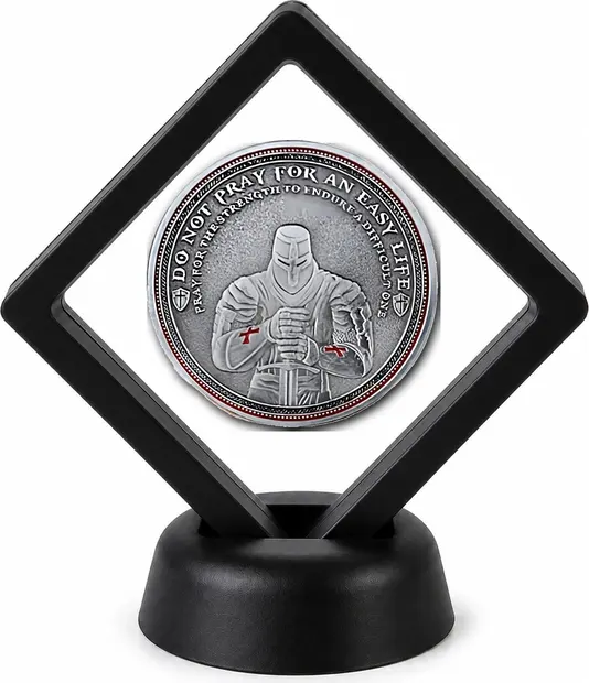 Catholic and Saints Coin Display Stand with Coin of Choice
