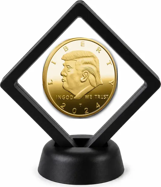 Donald Trump and Political Coin Display Stand with Coin of Choice