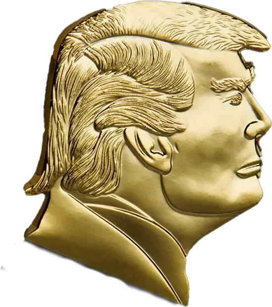 Donald Trump Head Patriotic Sculpture MAGA Commemorative Gold Plated Coin