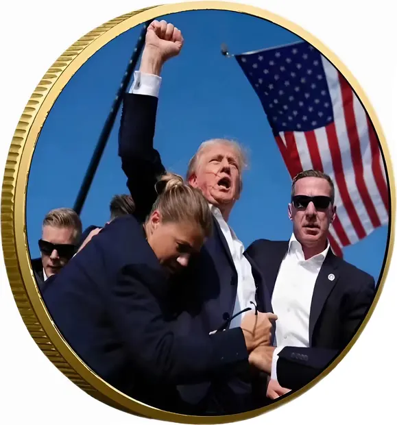Fight for Freedom 47th President Donald Trump Rally Commemorative Gold Plated Coin