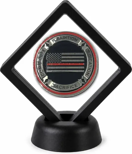 Firefighter and First Responder Coin Display Stand with Coin of Choice