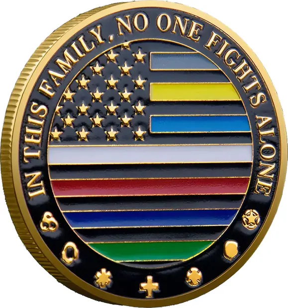 First Responders Military Thin Line Values Challenge Gold Plated Coin