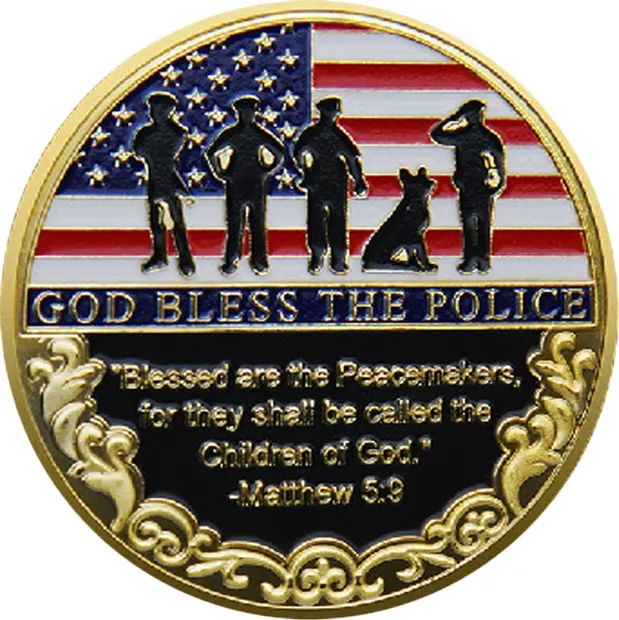 God Bless the Police Challenge Gold Plated Coin