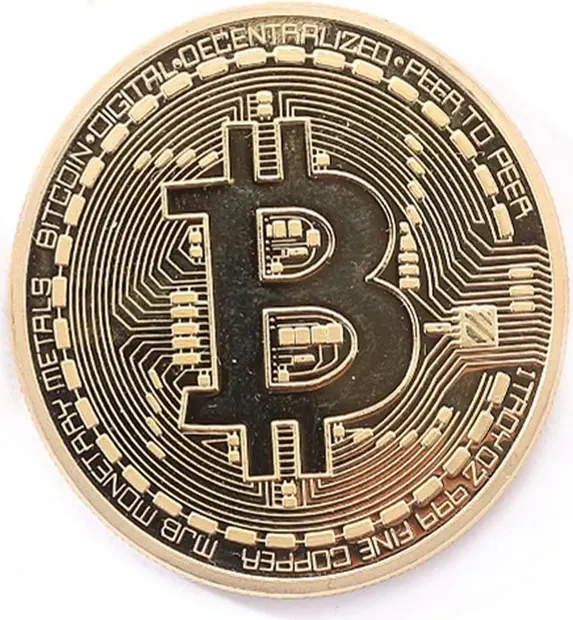 Gold Plated Collectible Bitcoin Coin Physical Art Collection Gift