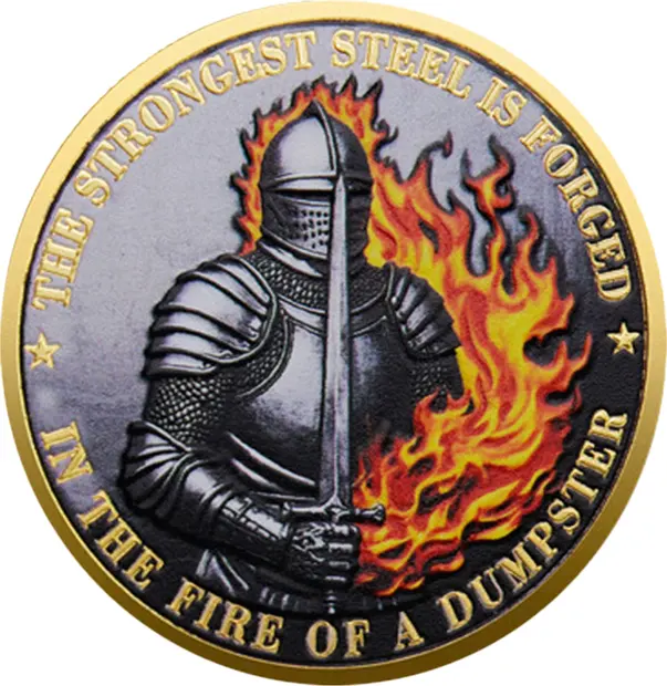 Knight Dumpster Fire Department Challenge Gold Plated Coin