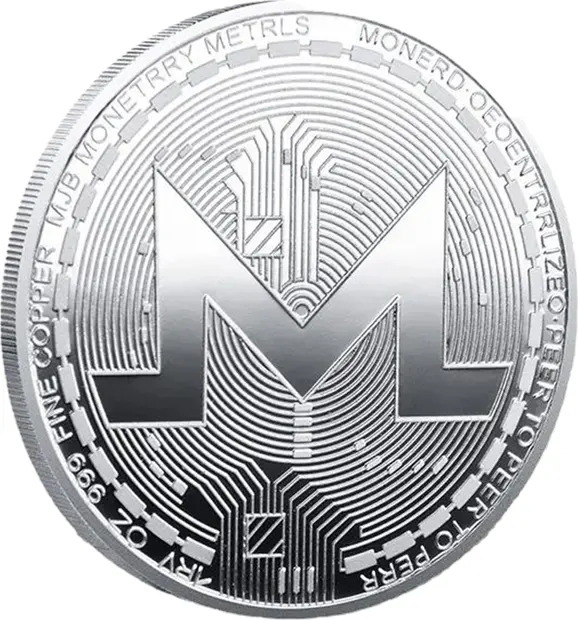 Monero Blockchain Crypto Silver Plated Coin