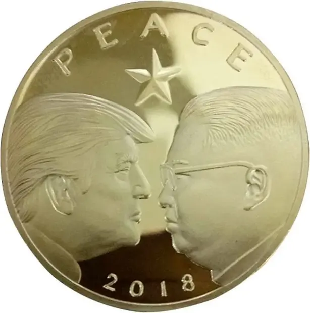 Peace 2018 Donald Trump and Kim Jong Un Commemorative Gold Coin