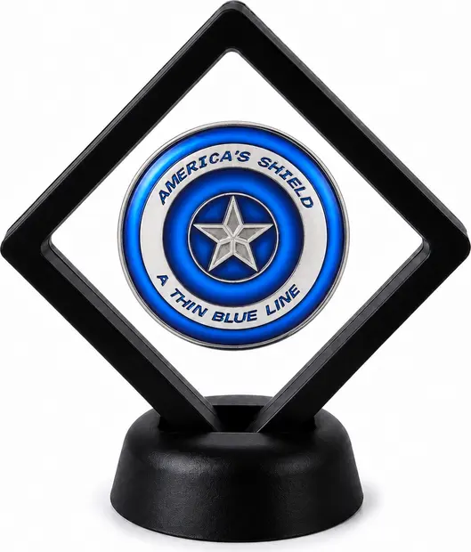 Police and Law Enforcement Coin Display Stand with Coin of Choice