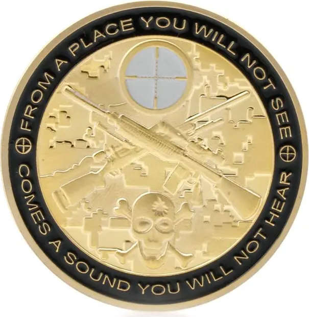 Sniper You Can Run Die Tired Challenge Gold Plated Coin