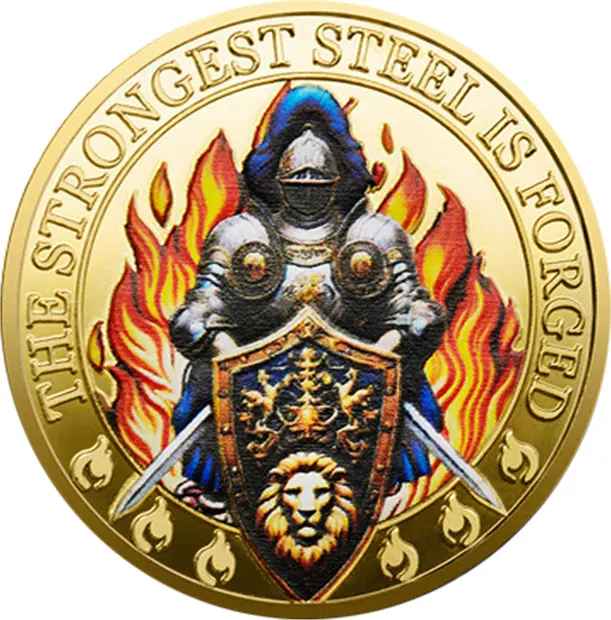 Strongest Steel Forged in Fire Inspirational Challenge Gold Plated Coin
