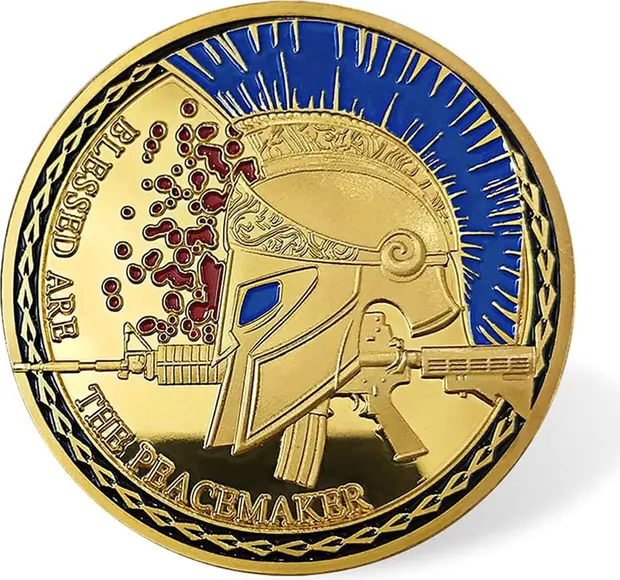 United States Police Thin Blue Line Prayer Warrior Gold Plated Coin