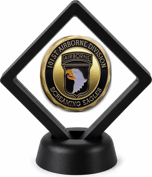 US Army Coin Display Stand with Coin of Choice