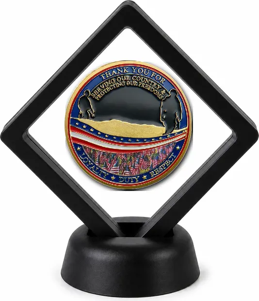 Veterans and Military Coin Display Stand with Coin of Choice
